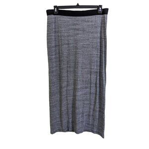 Reitmans Maxi Skirt Womens Large Heather Gray Elastic Waist Rayon Stretch Split